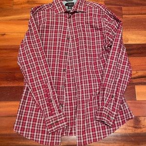Black Brown 1826 Button Down Shirt Mens Plaid Medium Cotton